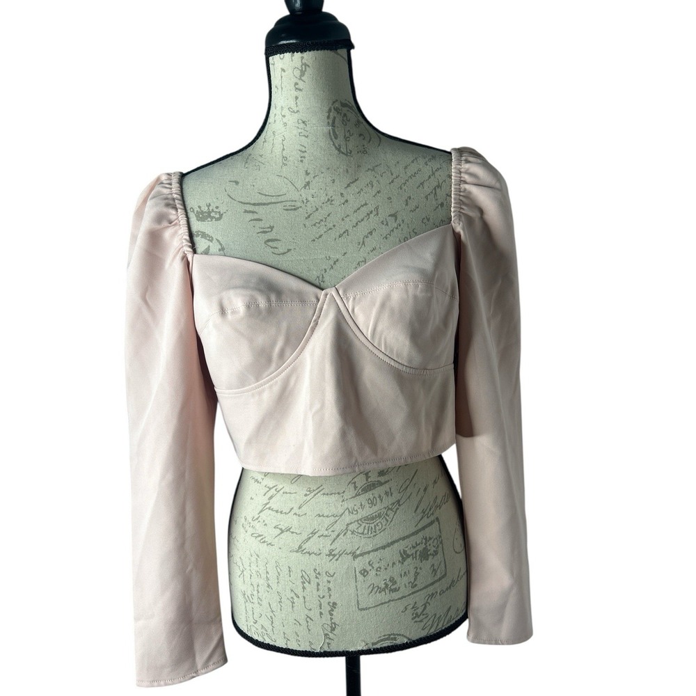 Open Edit Pink Bustier Long Sleeve Cropβ Top Size XL NEW